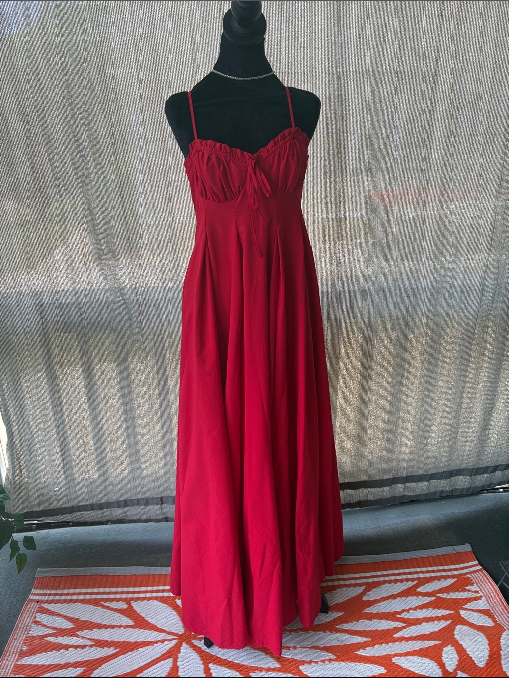 Red Spaghetti-Strap Maxi Dress -